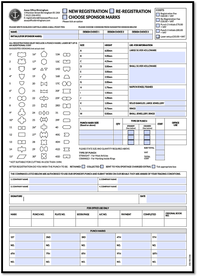Registration Re-Registration - Sponsor Marks Form