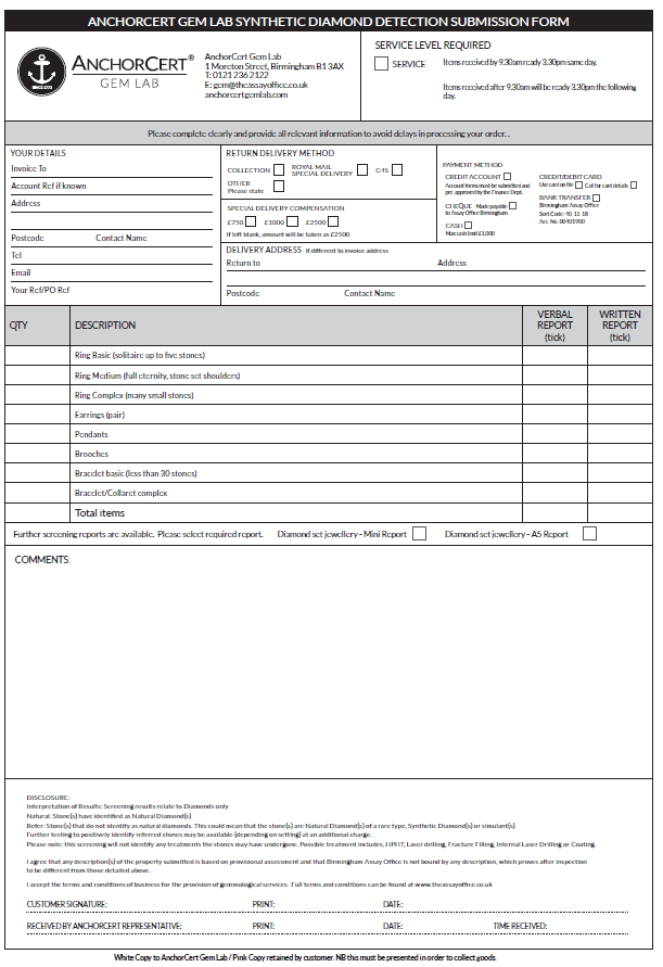 Synthetic Diamond Detection Submission Form
